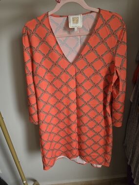 Women's Coral Pattern V-Neck Mini Dress by Nanette Lepore